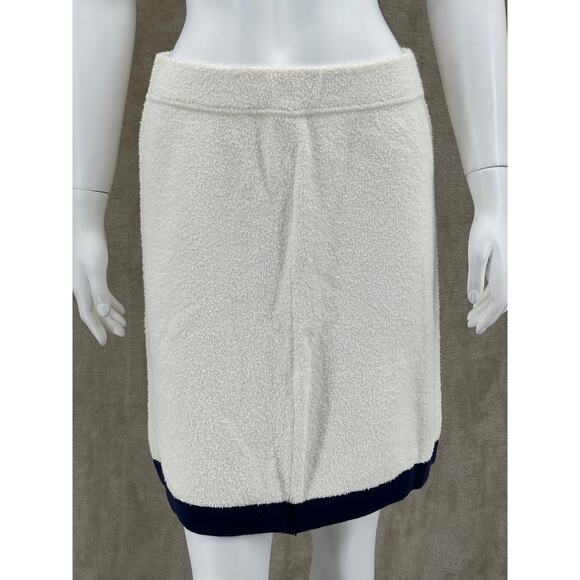 Vintage Escada Set Womens Sweater 42 Skirt 40 Cream Navy Bouclé Sequins Knit - Picture 10 of 16
